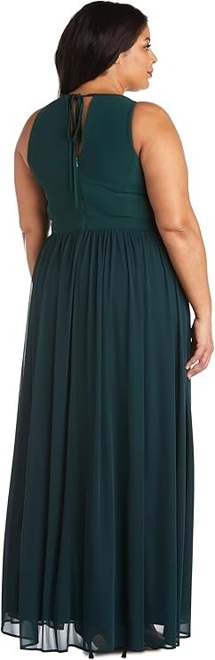 R&M Richards Women's Halter Maxi Dress With Rhinestone Waist & Flowing