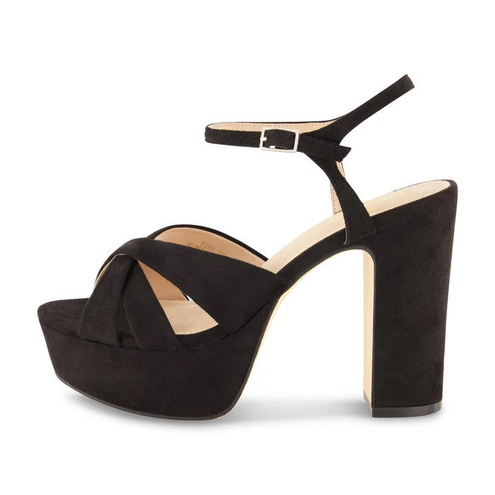 CUSHIONAIRE Women's Foxy Platform Dress Heel Black Vegan Suede Size 9M Brand New
