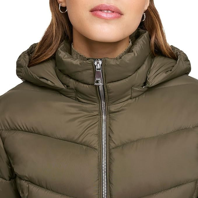 DKNY Women's Hooded Light-weight Puffer LODEN Size XL New With Tags