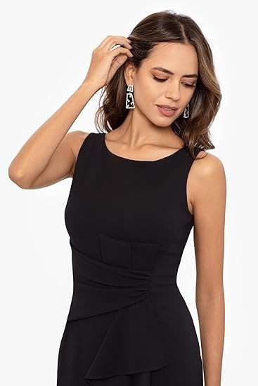 Betsy & Adam Women's Long Sleeveless Boat Neck Dress Black