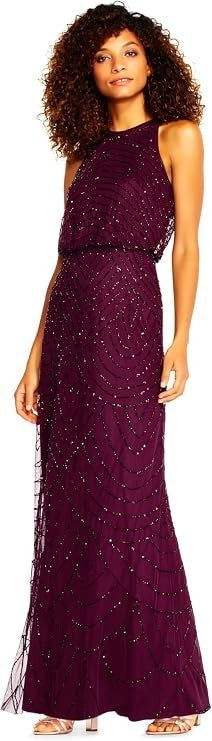 Adrianna Papell Women's Halter Blouson Beaded Dress 10 New with Tags!