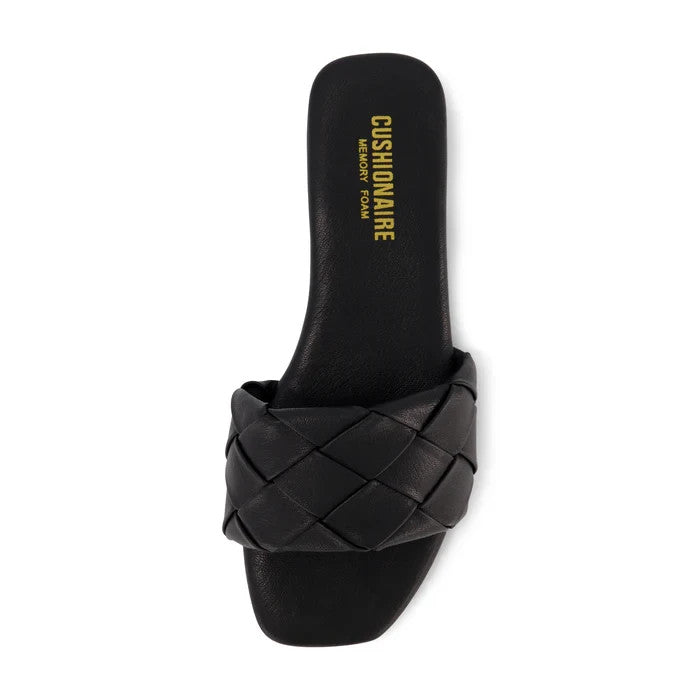 CUSHIONAIRE Franca Woven One Band Sandal Black Size 11M