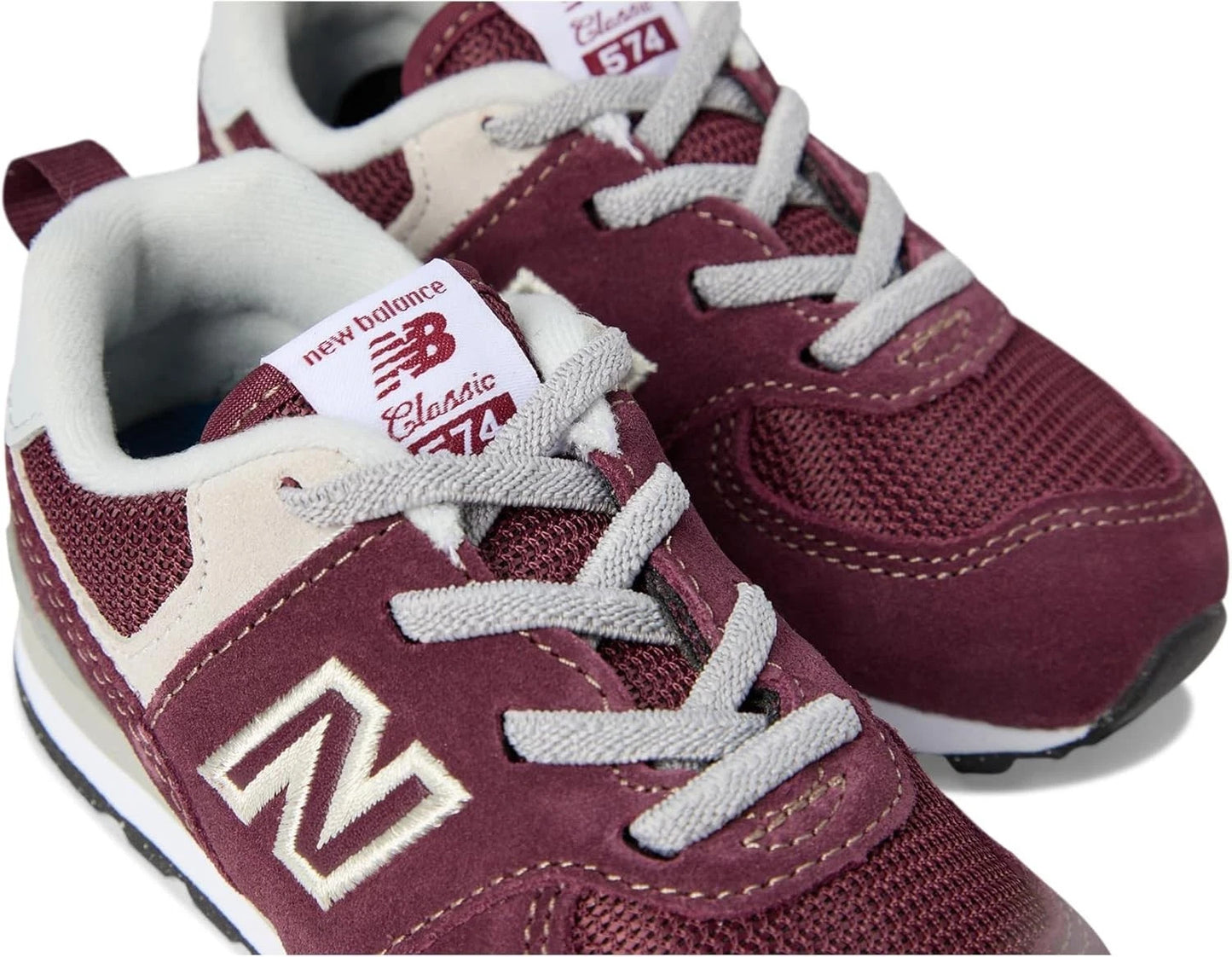 New Balance Kid's 574 Core Bungee Sneaker Burgundy/White Size 4 Infant