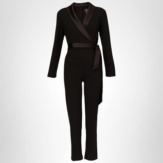 Adrianna Papell Women's Crepe Tuxedo Jumpsuit Black 6 New with Tags!