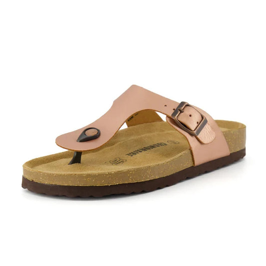 CUSHIONAIRE Leah Cork Footbed Thong Sandal Rose Gold Size 8.5M