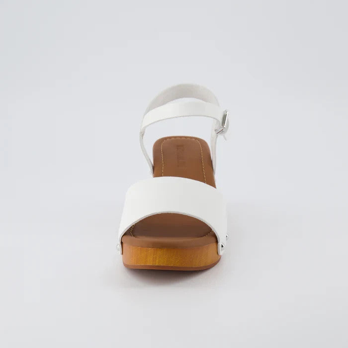 CUSHIONAIRE Sloan Faux Wood Sandals White Size 9.5M Brand New!