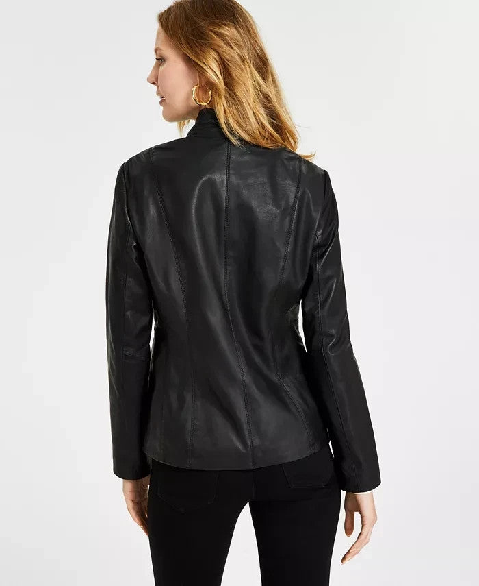 Cole Haan Women's Wing Collar Leather Jacket Size XS