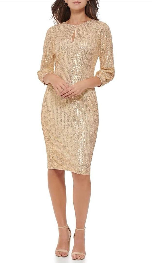 Kensie Women’s Gold Glitter Midi Dress Size 14
