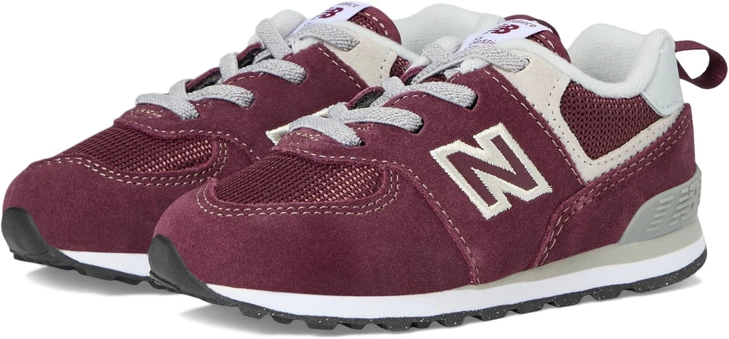 New Balance Kid's 574 Core Bungee Sneaker Burgundy/White Size 4 Infant
