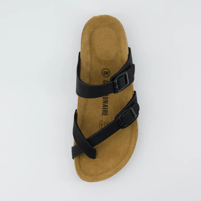 CUSHIONAIRE Luna Cork Footbed Sandal Black Size 6.5M Brand New!!