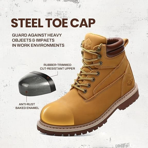 Steel Toes Work Boots for Men 6 Inch Waterproof Leather Safety Durable New w Tag
