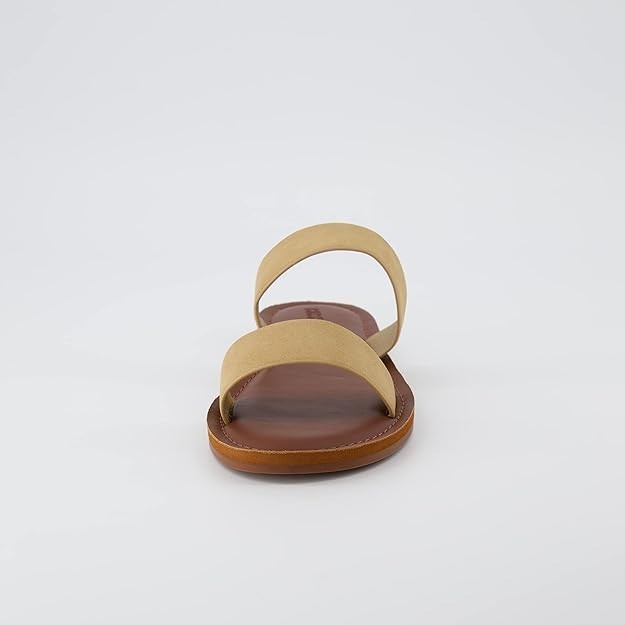 CUSHIONAIRE Women's Calico 2 band Sandal Comfort Foam SAND Size 11M Brand New!