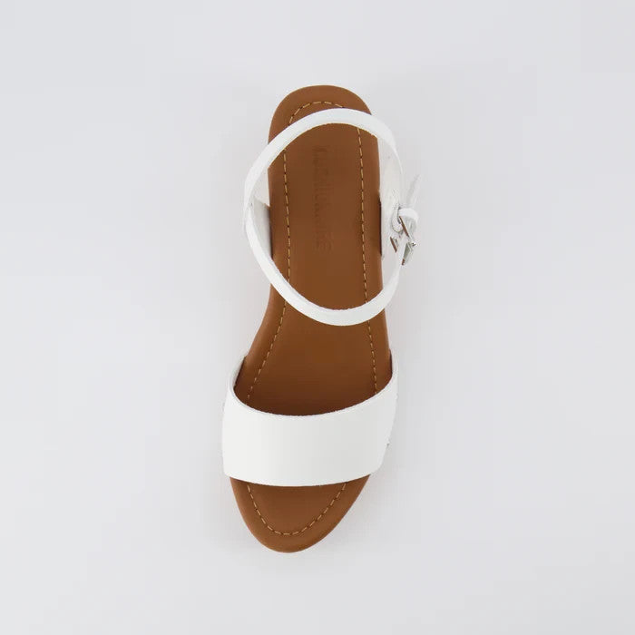 CUSHIONAIRE Sloan Faux Wood Sandals White Size 7.5M Brand New!