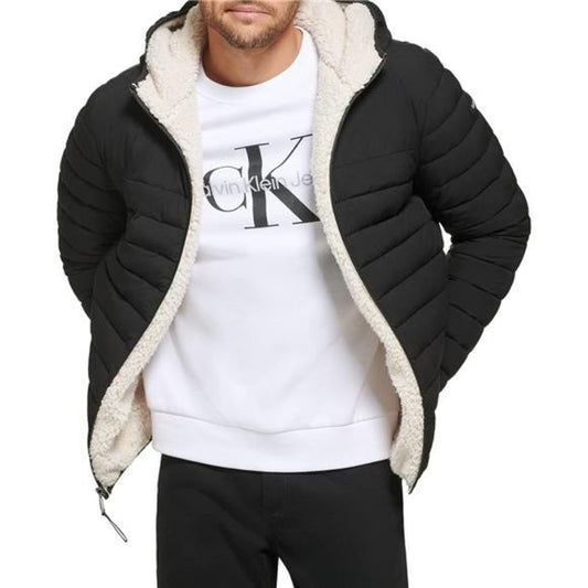 Calvin Klein Men's Sherpa Lined Hooded Puffer Jacket Small Brand New With Tags!