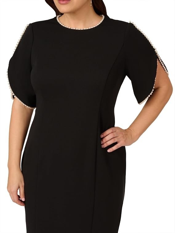 Adrianna Papell Women's Knit Crepe Pearl Midi Dress Knee Length 10, New w Tags!
