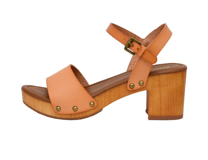 CUSHIONAIRE Sloan Faux Wood Sandals Honey Size 8.5M Brand New!