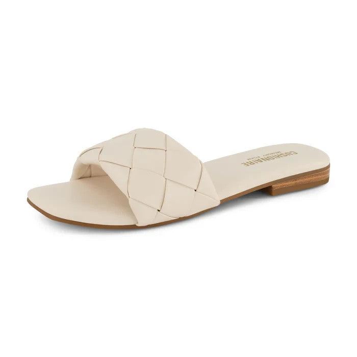 CUSHIONAIRE Franca Woven One Band Sandal Stone Size 8.5M