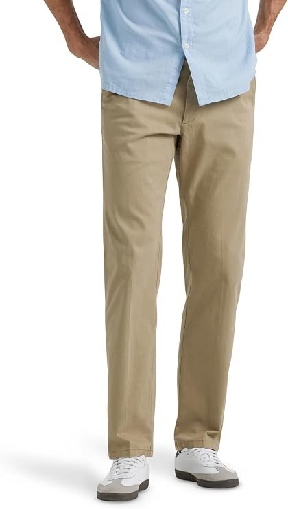 Lee Men's Extreme Motion Flat Front Regular Straight Pant Khaki 40W x 30L New!