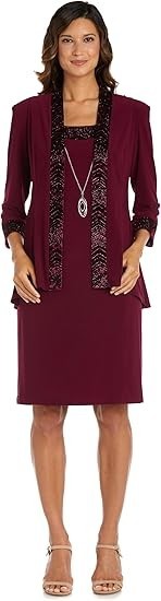 R&M Women's Elegant Jacket & Dress W/Detachable Necklace New with Tags!