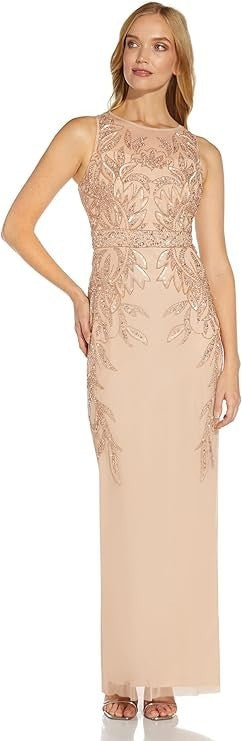 Adrianna Papell Women's Beaded Column Long Dress New with Tags!