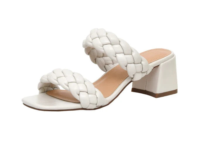 CUSHIONAIRE Onyx Braided Heel Sandal Ivory Size 8.5M