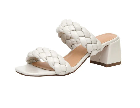 CUSHIONAIRE Onyx Braided Heel Sandal Ivory Size 8.5M