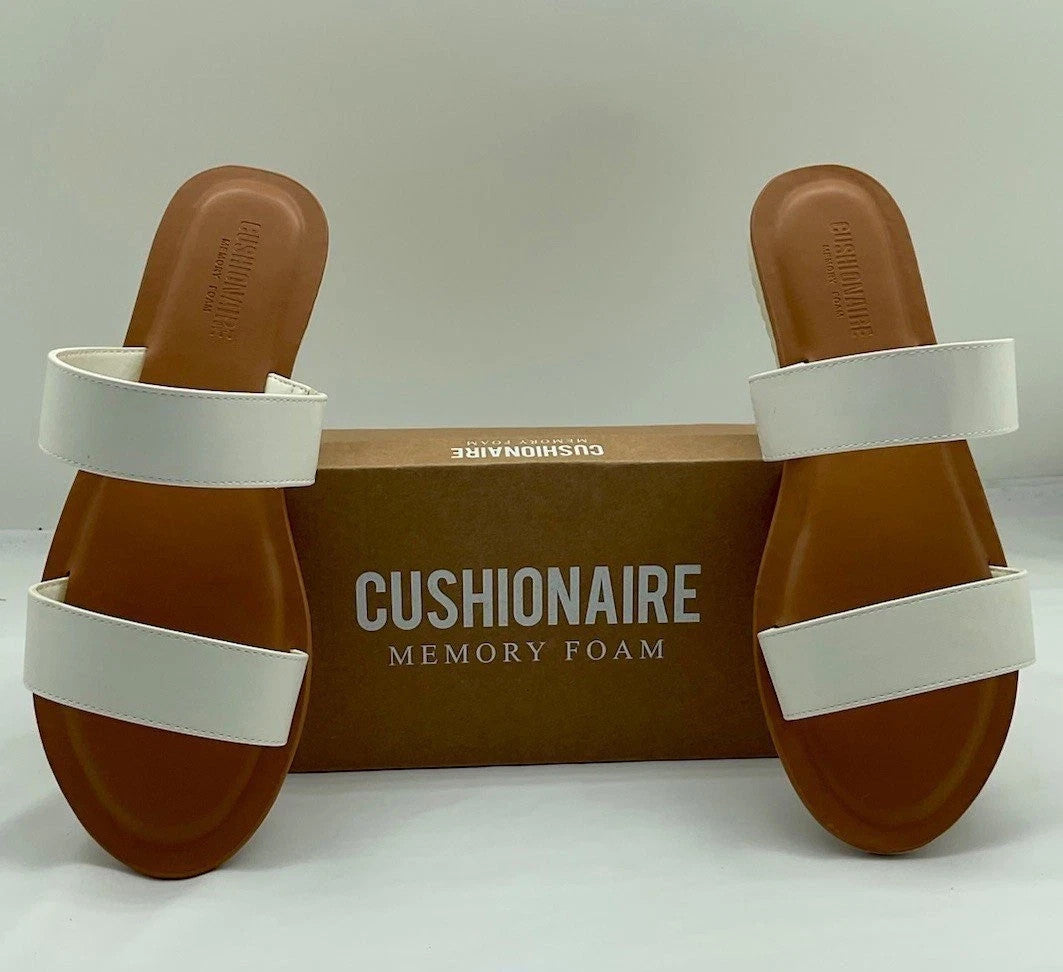 CUSHIONAIRE Women's Calico 2 band Sandal Comfort Foam Bone Size 11M Brand New!