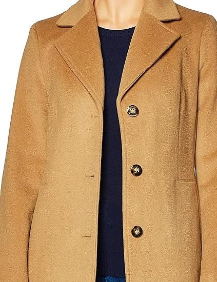 Calvin Klein Women's Classic Wool Blend Coat Camel Classic Size 14