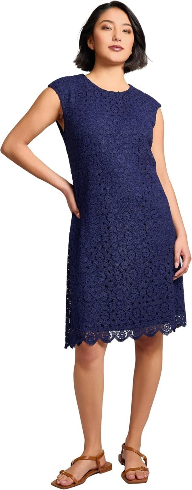 Jones New York Women's Women's Cap Sleeveless Lace Dress