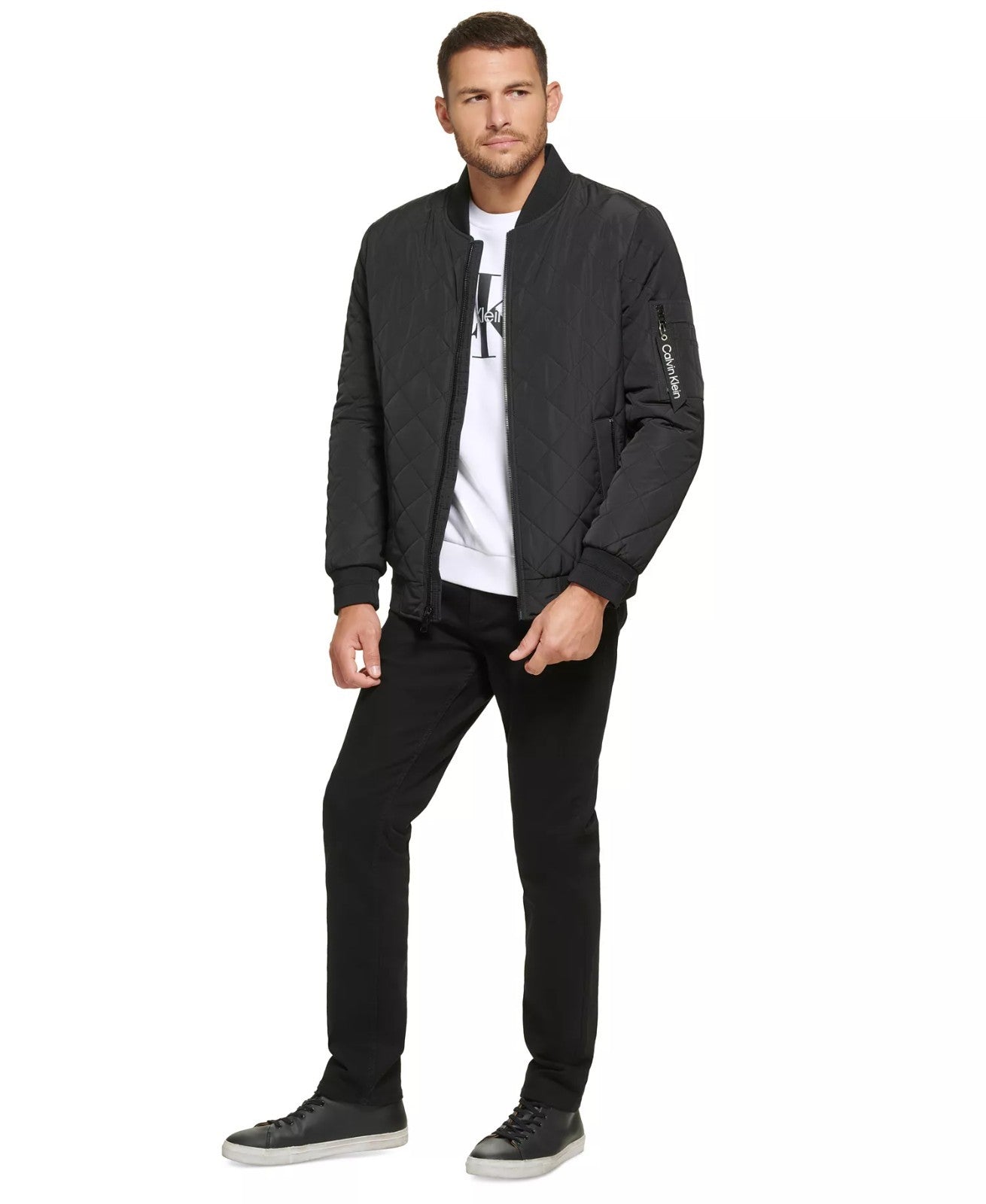 Calvin Klein Men's Quilted Baseball Jacket with Rib-Knit Trim New With Tags!