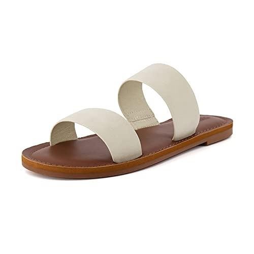CUSHIONAIRE Women's Calico 2 band Sandal Comfort Foam Bone Size 11M Brand New!