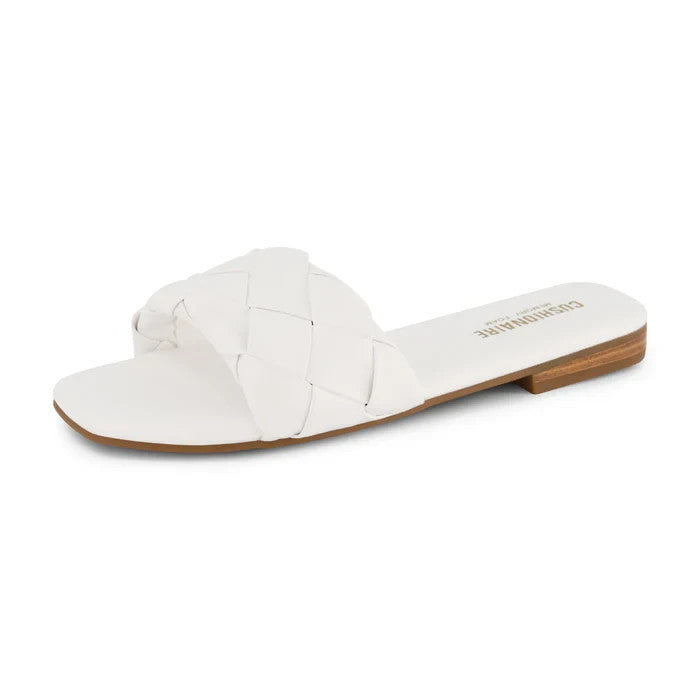 CUSHIONAIRE Franca Woven One Band Sandal White Size 9M