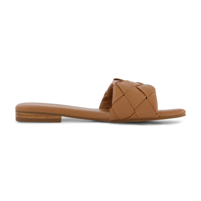 CUSHIONAIRE Franca Woven One Band Sandal Tan Size 9