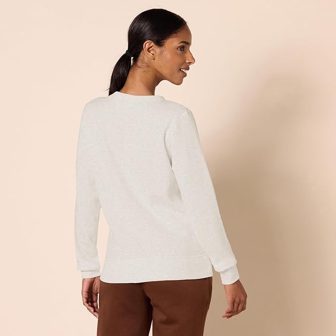 Amazon Essentials Women's Fleece Crewneck Sweatshirt Oatmeal Heather Size S NWT