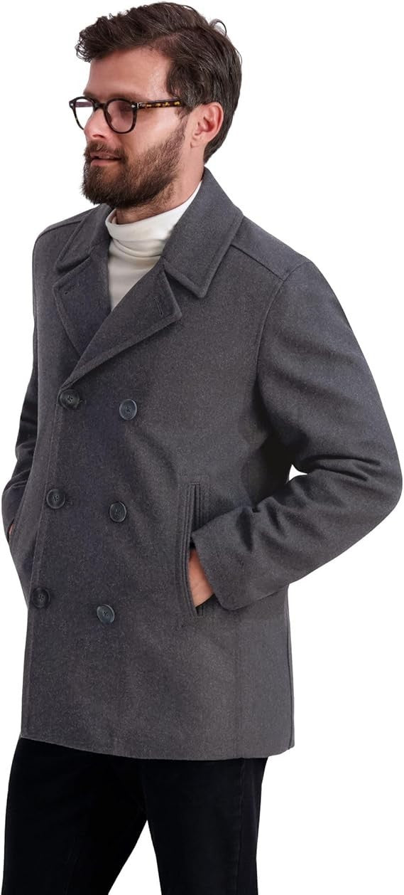 Nautica Men's Wool Blend Peacoat Double Breasted Coat XL