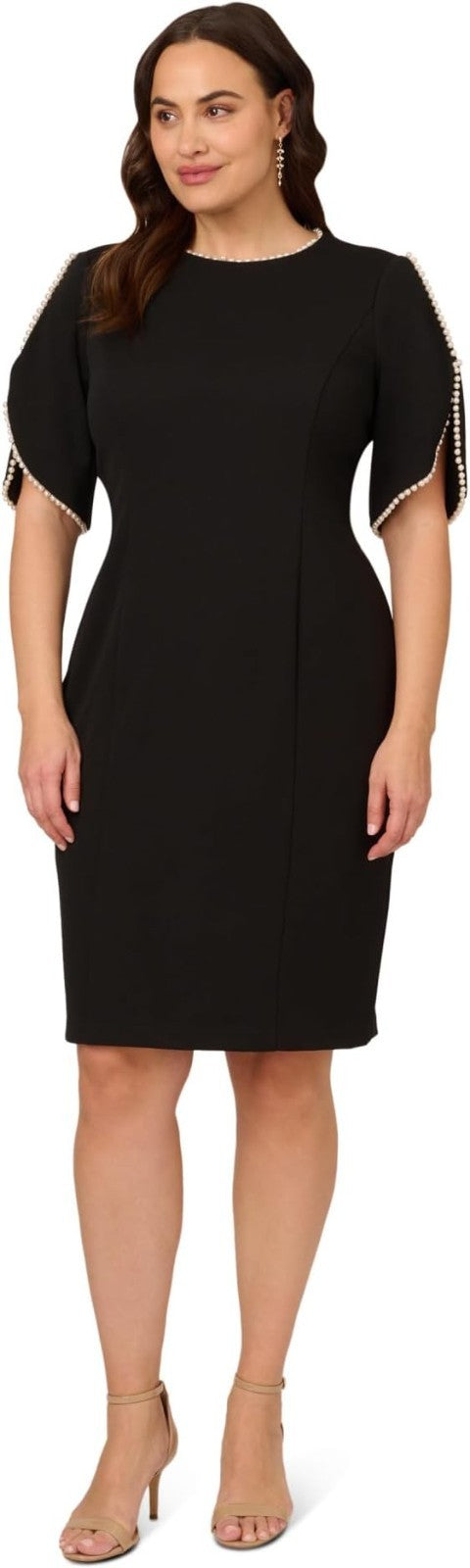 Adrianna Papell Women's Knit Crepe Pearl Midi Dress Knee Length 10, New w Tags!