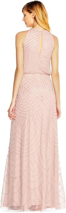 Adrianna Papell Womens Halter Blouson Beaded Gown 12 New with Tags!