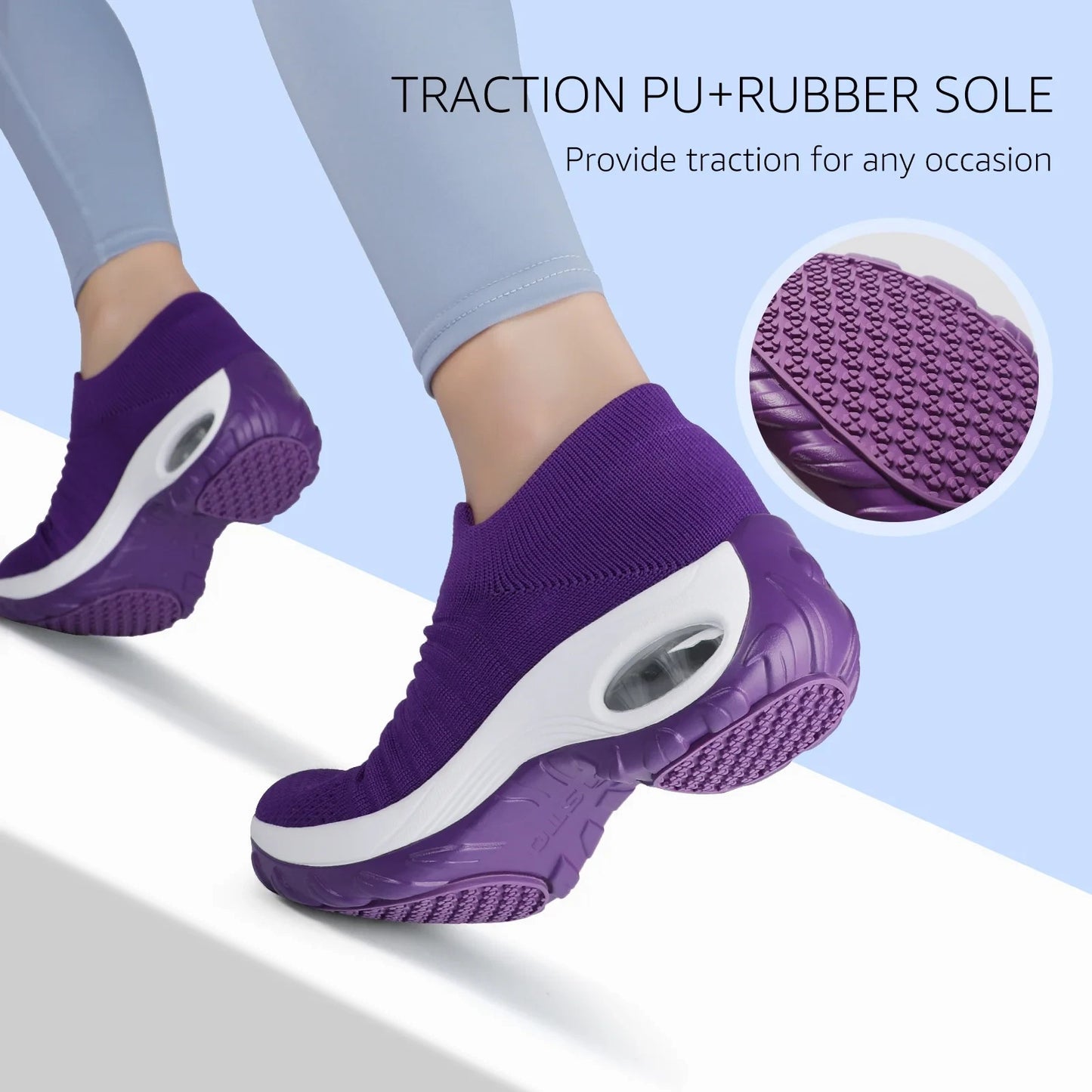 STQ Women's Walking Shoes Slip on Breathable Sneakers Purple Size 7.5 New No Box