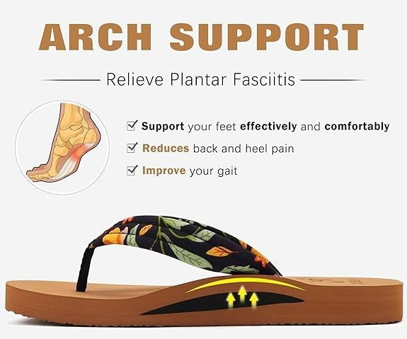KuaiLu Womens Arch Support Flip Flops Ladies Comfort Soft Sandals 7 New with Tag
