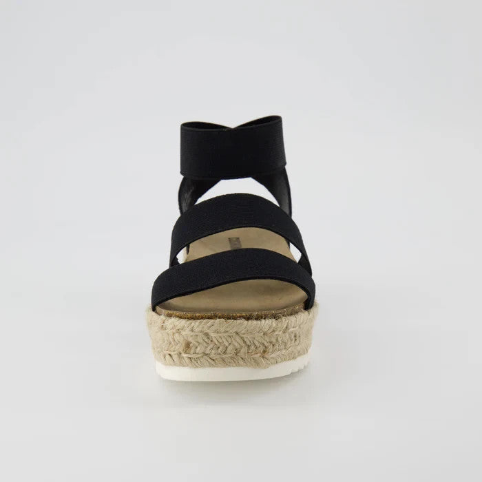 CUSHIONAIRE Mandy Wedge Stretch Platform Sandal Black Size 8.5M Brand New!