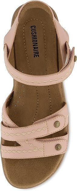 CUSHIONAIRE Women's Bartel Comfort Footbed Sandal Blush Size 8.5W Brand New!