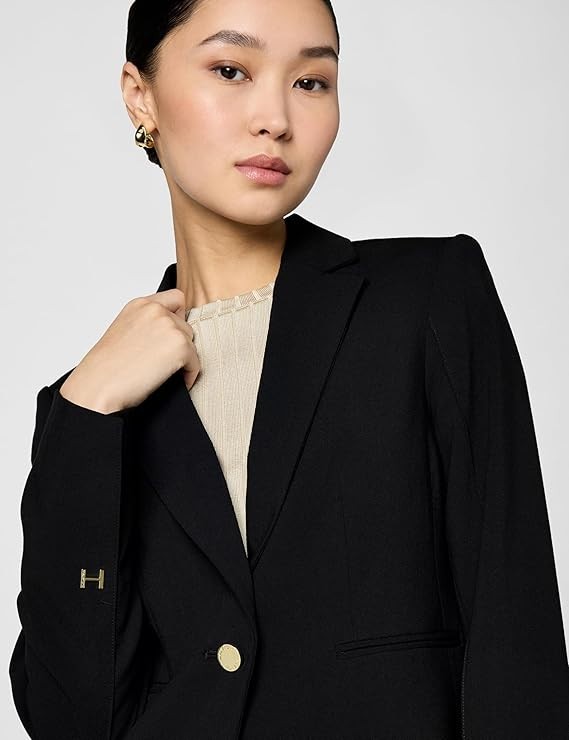 HALSTON Women's One Button Short Blazer Black Size 6 New with Tags