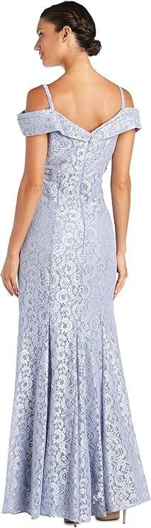 R&M Women's Embellished Full-Lenght Gown WIllusion V-Neck & Back Zipper Size 18W