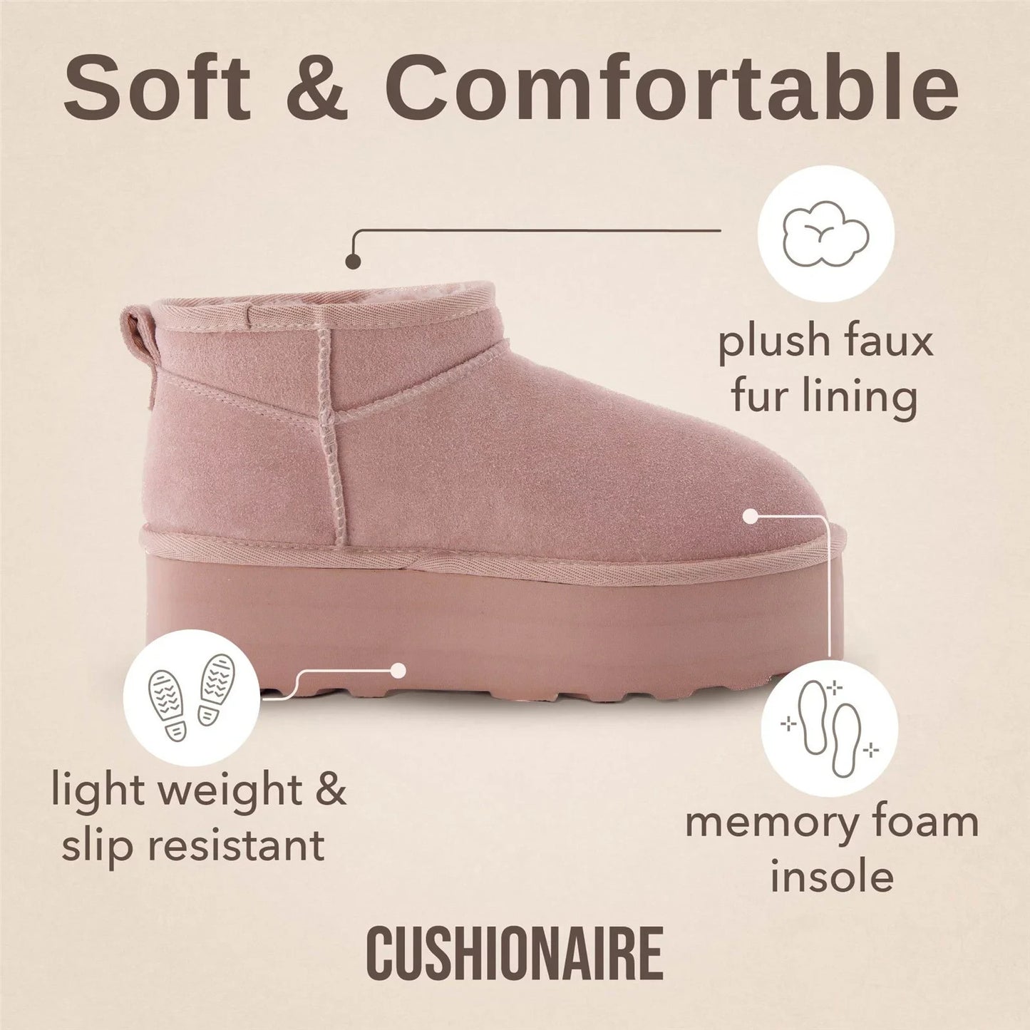 Cushionaire Hip 2 Genuine Suede Ankle Boots for Women Pink Size 8.5M Brand New!!