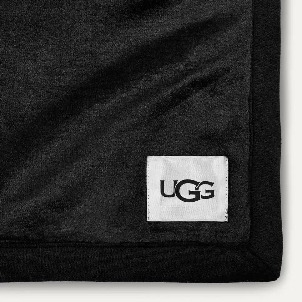 UGG DUFFIELD II THROW BLANKET THICK PLUSH BLACK 50X70 NEW With Tags
