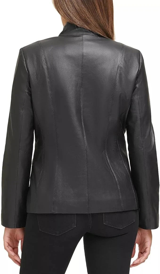 Cole Haan Women's Wing Collar Leather Jacket Size XS