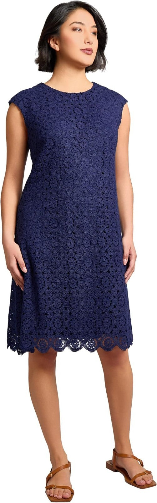 Jones New York Women's Women's Cap Sleeveless Lace Dress
