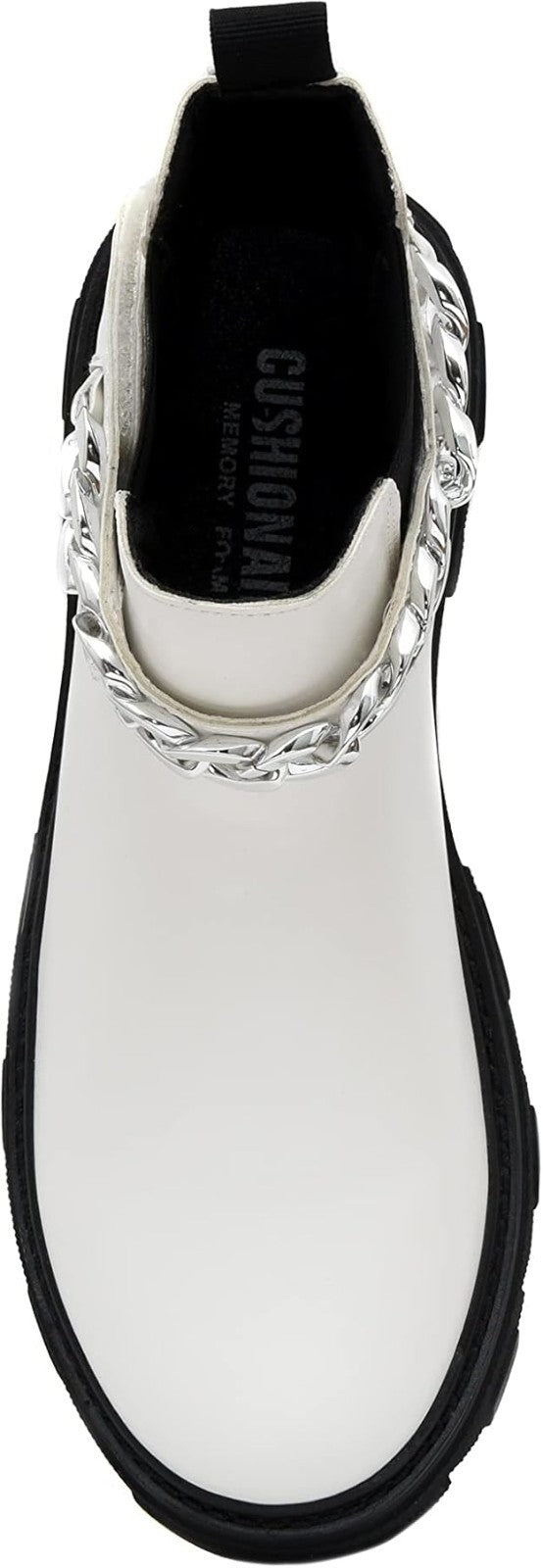 CUSHIONAIRE Women's Clover slip on chelsea boot-Detachable Chain White Size 8.5