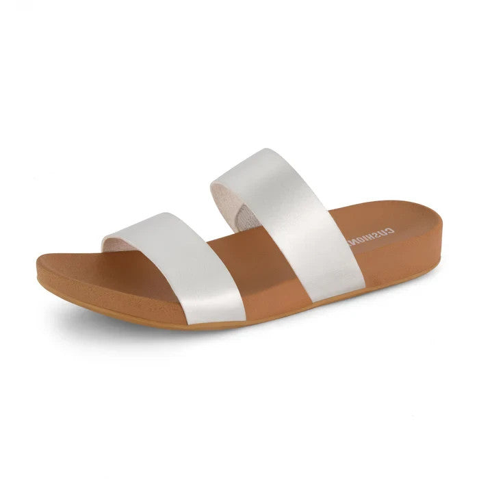 CUSHIONAIRE Josie Two Band Footbed Sandal Size 8.5M