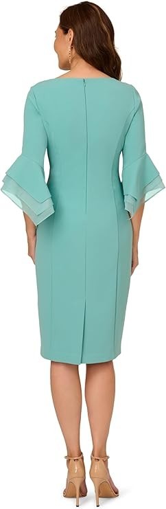 Adrianna Papell Women's Knit Crepe Tiered Sleeve Dress Size 24W